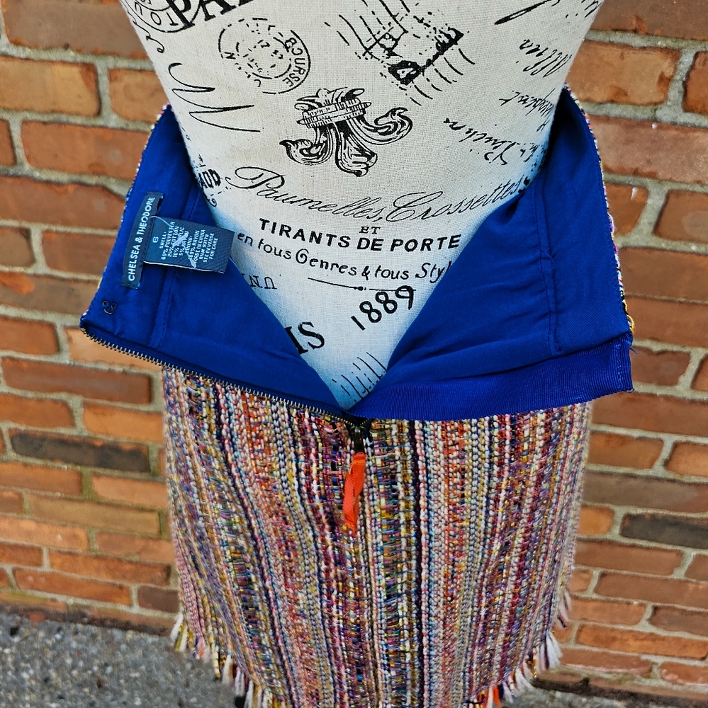 Chelsea & Theodore Tweed Fringe Pencil Skirt – Size 6 - Picture 15 of 15